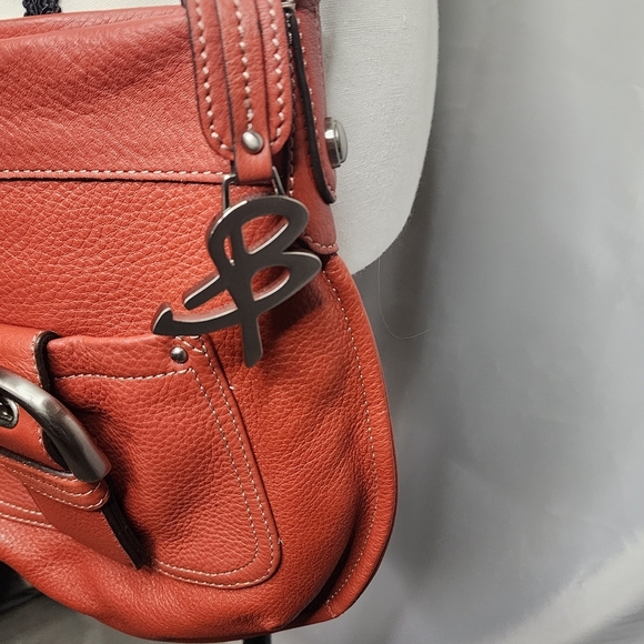 B Makowsky Genuine Leather Shoulder/Crossbody Purse in Orange - Picture 9 of 16